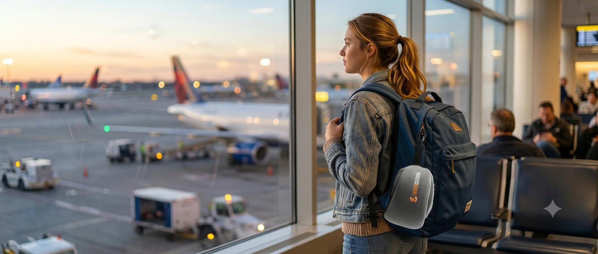 Travel companion: ERGOOCUSHION neck pillow at the airport